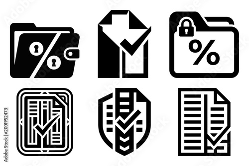 Geometric castle crest and abstract emblem icon set