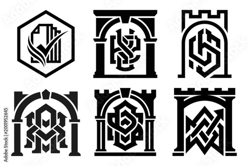 Secure tax accounting and finance protection icon set