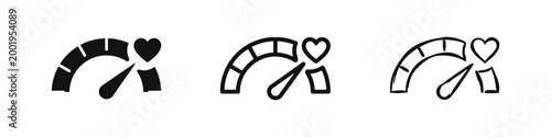 Customer Satisfaction and Net Promoter Score Icons Set with Heart Gauge