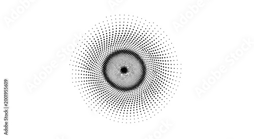 Black and white circular graphic design.