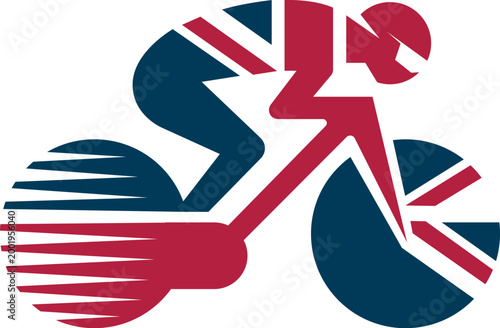 Running Athlete UK Flag Sport Competition Dynamic Logo Design