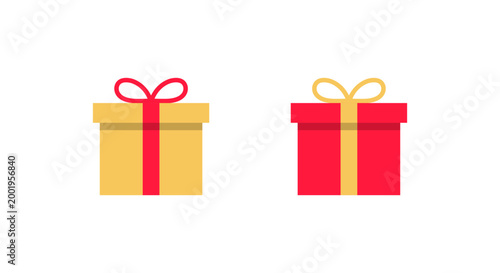 Present gift icon in flat design. Box package symbol. Surprise giving sign