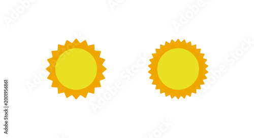 Sun icon. Weather sunshine symbol. Daylight and bright summer sign
