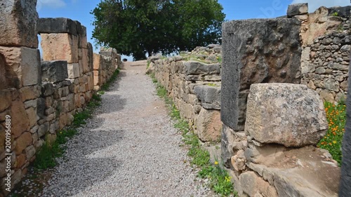 Walking through the roman ruins of Volubilis in Morocco