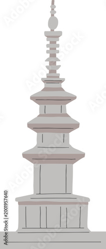 Buddhist Stone Pagoda Vector Illustration