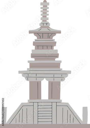 Buddhist Stone Pagoda Vector Illustration