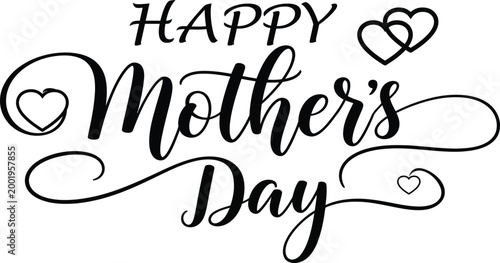 Happy mother s day calligraphy with hearts