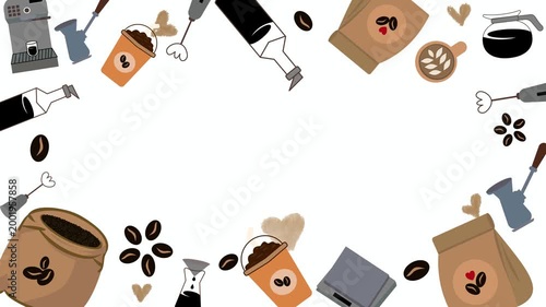 4k loop Animated Coffee Themed Frame for Cafe Promos - Wiggling Brewing Accessories