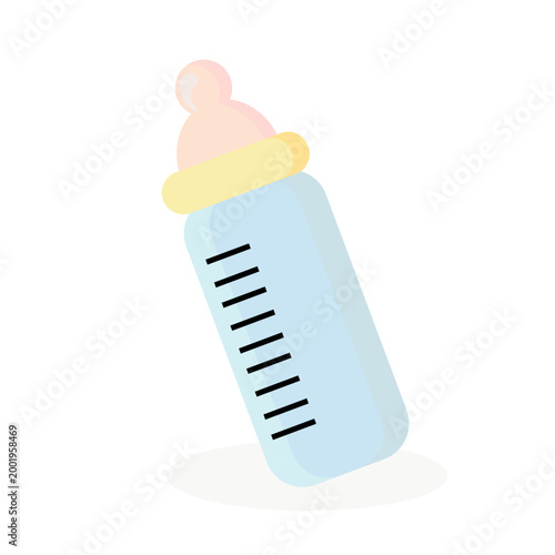 Baby feeding bottle flat illustration – newborn nutrition concept. Pastel baby bottle illustration. Perfect for feeding, childcare, parenting and newborn designs.
