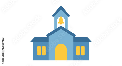 Tablou pe pânză church building with bell tower and yellow accents