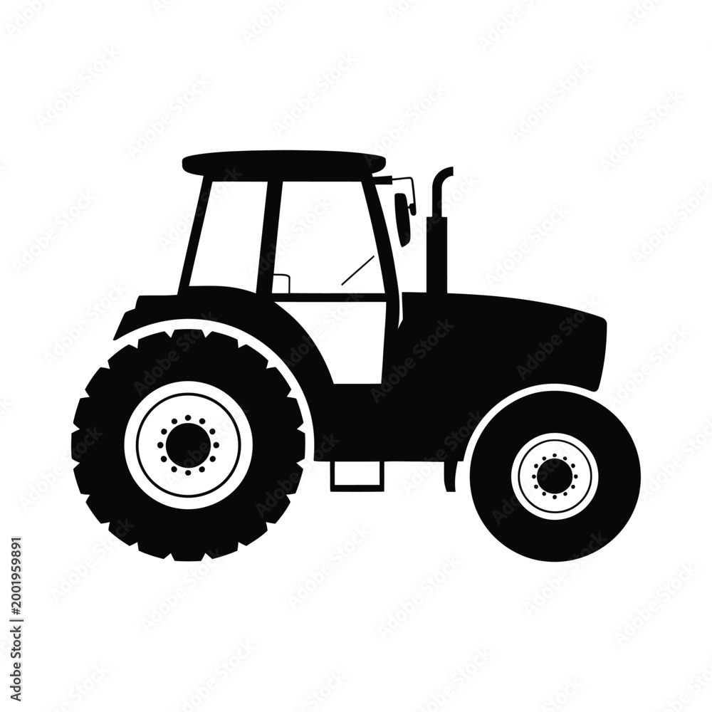 Obraz premium tractor silhouette on a white background high quality