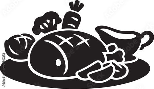 food illustration grilled silhouette meat logo plate icon roasted outline white rib knife lamb leg low made nutrition pepper shape herbs vector graphic background