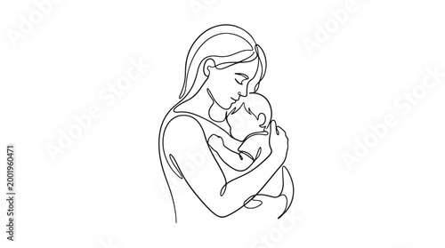 Loving Mother Holding Her Newborn Baby in a Tender Embrace, symbolizing family and maternal care