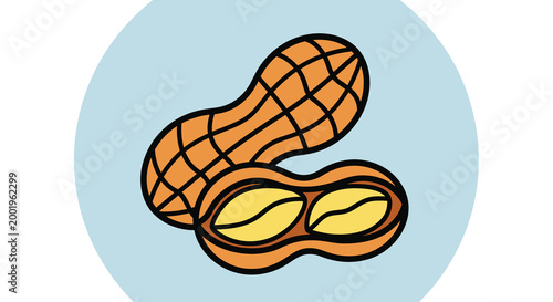 peanuts in shell illustration on light blue background