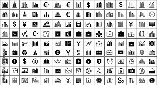 Collection of Business and Finance Icons and Symbols.