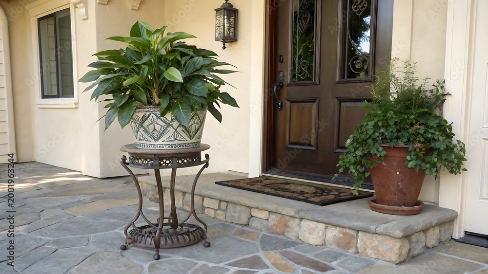 Fototapeta premium Entrance door with plant 