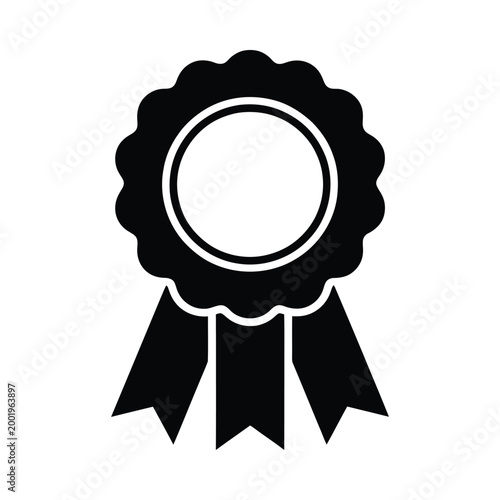 medal ribbon silhouette black and white graphic