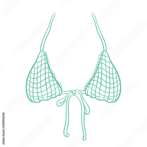 Mint green gingham bikini line art