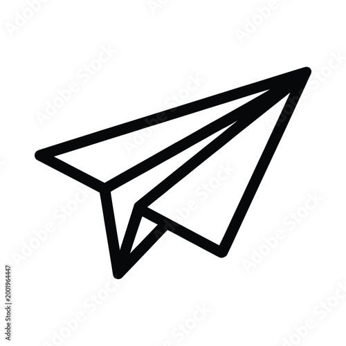 paper airplane silhouette simple black and white line drawing