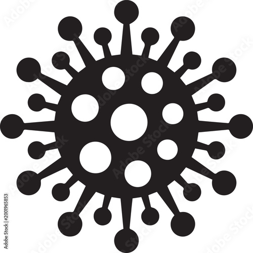Black and white illustration of a virus particle Vector