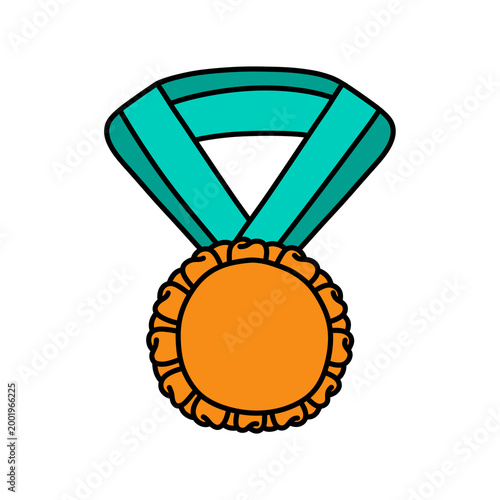 Cute Awards Trophies Ribbons Medal, Gold, Silver, Bronze Hand Drawn Clipart