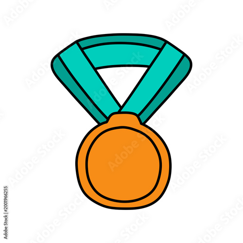 Cute Awards Trophies Ribbons Medal, Gold, Silver, Bronze Hand Drawn Clipart