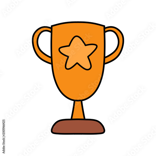 Cute Awards Trophies Ribbons Medal, Gold, Silver, Bronze Hand Drawn Clipart