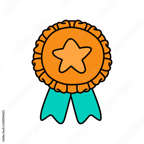Cute Awards Trophies Ribbons Medal, Gold, Silver, Bronze Hand Drawn Clipart