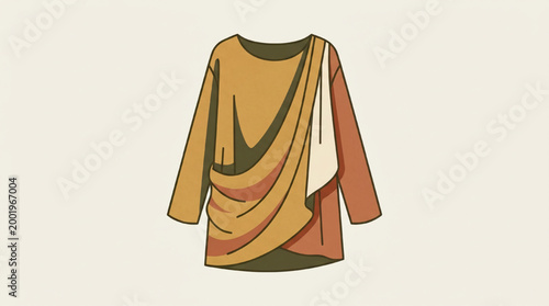 Flat illustration of draped autumn colored sweater