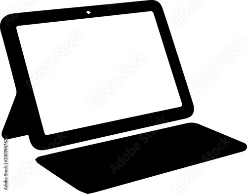 Tablet Laptop Hybrid with Stylus and Keyboard Illustration