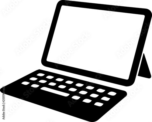 Tablet Laptop Hybrid with Stylus and Keyboard Illustration