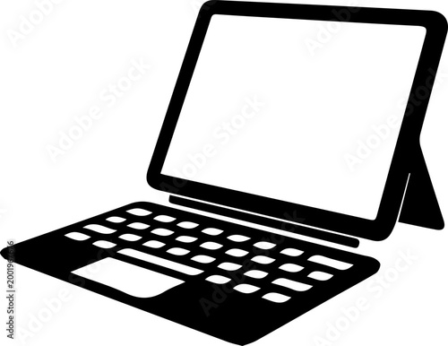 Tablet Laptop Hybrid with Stylus and Keyboard Illustration