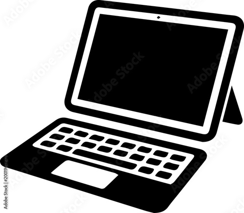 Tablet Laptop Hybrid with Stylus and Keyboard Illustration