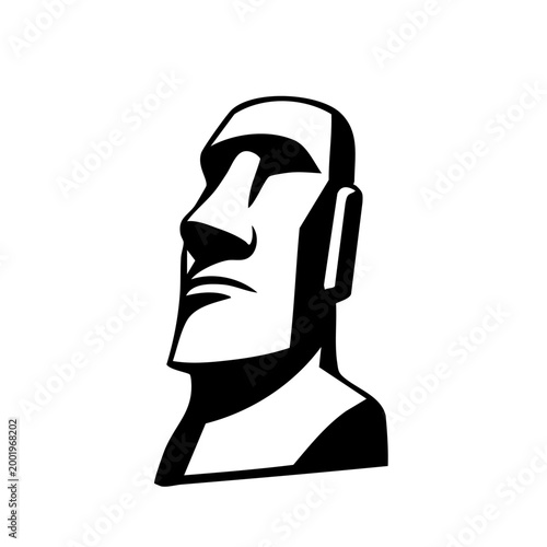 Moai Statue Vector Icon - Ancient Easter Island Monolithic Head Sculpture Illustration
