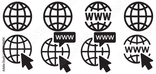 World Wide Web icon with WWW banner and mouse pointer vector illustration eps 10