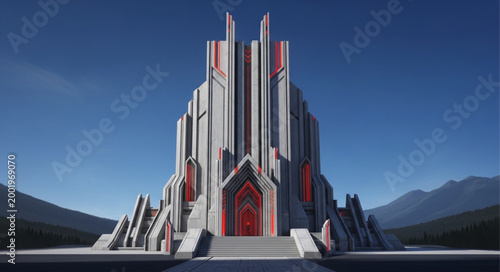 Futuristic Fantasy Castle Architecture Design.