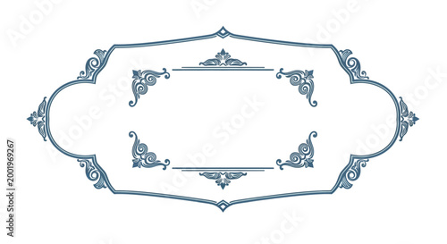 Intricate Blue Ornate Frame Design.
