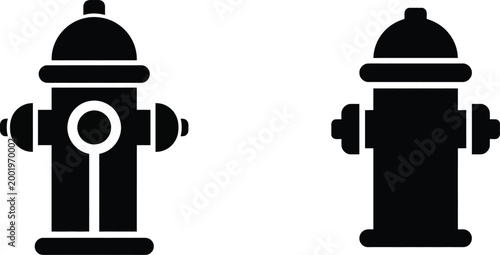 Two black and white fire hydrant icons simple vector illustration