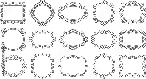 Collection of decorative ornamental frames in various shapes and styles