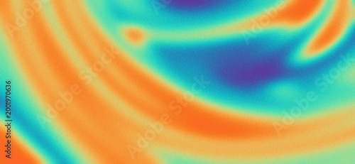 Fotografie Vibrant Grainy Background with Orange, Teal, and Purple Thermal Flow