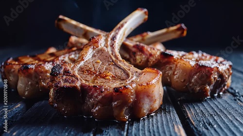 Cinematic Grilled Lamb Chops with Smoke and Dark Texture

