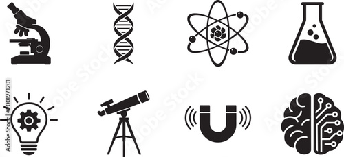 Microscope icon vector eps for science research lab education medical study biology lab equipment design