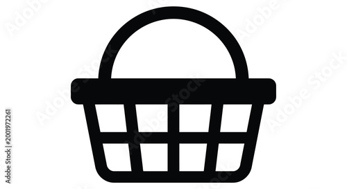 Wicker basket silhouette on a white background