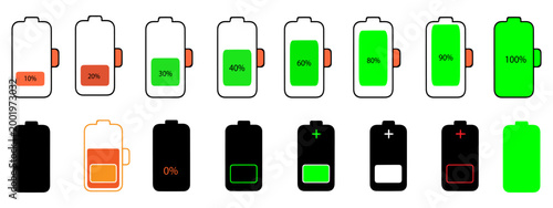 Battery level indicators a visual guide to charge status and power silhouette