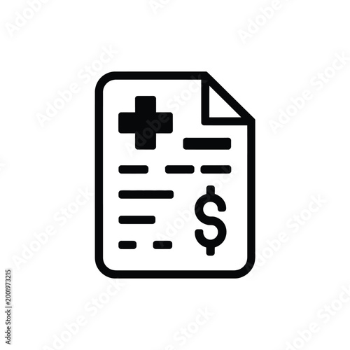 Medical bill icon depicting healthcare costs and financial transactions