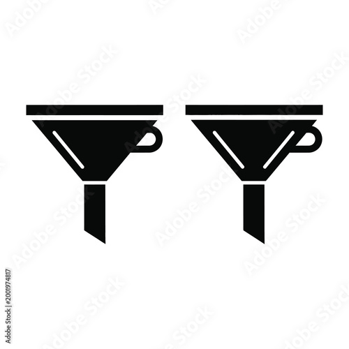 Two black funnel icons on white background for industrial or business use
