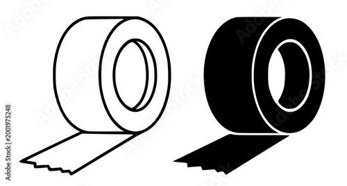 Duct tape illustration, outline and silhouette icon