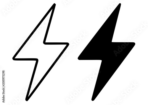 Lightning illustration, outline and silhouette icon