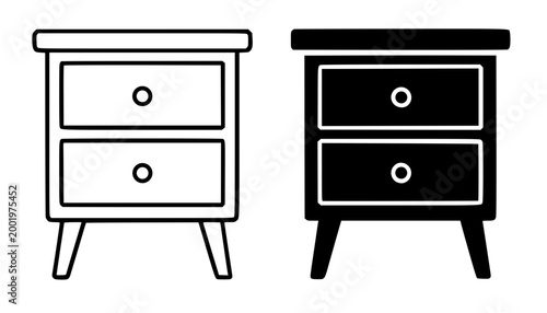 Nightstand illustration, outline and silhouette icon