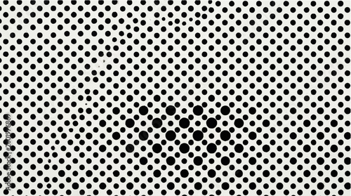Abstract pattern of varying black dots on a cream background, creating a modern and artistic visual effect